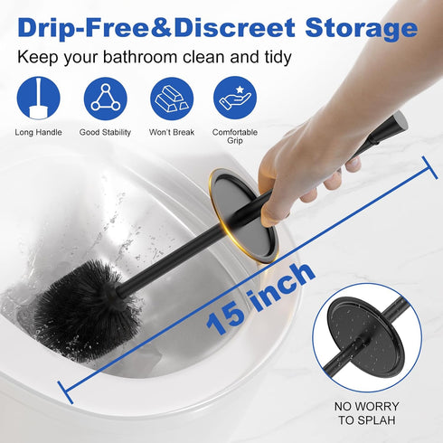 Set304 Toilet Brush and Holder Stainless Steel Heavy Duty Toilet Bowl BrushRemovable Inner Bowl and Splash