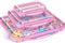 3 Pack Pink Extra Large Zippered Hard Shell Pouch,Clear Plastic Case,Hard Sided