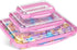 3 Pack Pink Extra Large Zippered Hard Shell Pouch,Clear Plastic Case,Hard Sided