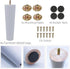 WEICHUAN White Round Solid Wood Replacement Sofa Couch Chair Legs, 8" Set of 4 for Furniture