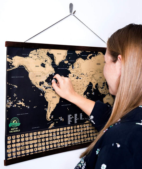 Magnetic Poster Hanger Frame - 24 inches Wooden Frame for Scratch Off Maps, Prints, Photos, Canvas Artwork