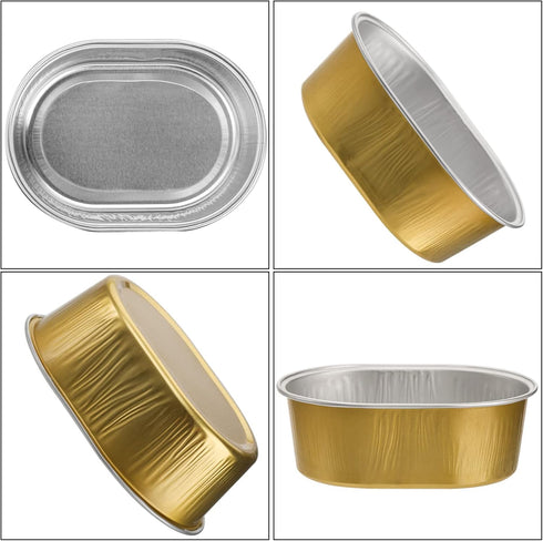 Dicunoy 100 Pack Mini Aluminum Cups with Lids, 3 OZ Disposable Muffin Liners for Dessert Baking