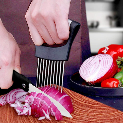 Onion Holder for Slicing, Lemon Slicer Cutter for Vegetables, Food Slicer Tool for Potatoes, Tomatoes, and Eggs