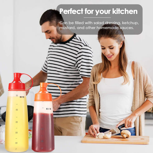 2 Pack Wide Mouth Condiment Squeeze Bottle, 300ml Empty Reusable Bottles for Honey, Batter, Catsup, Baking