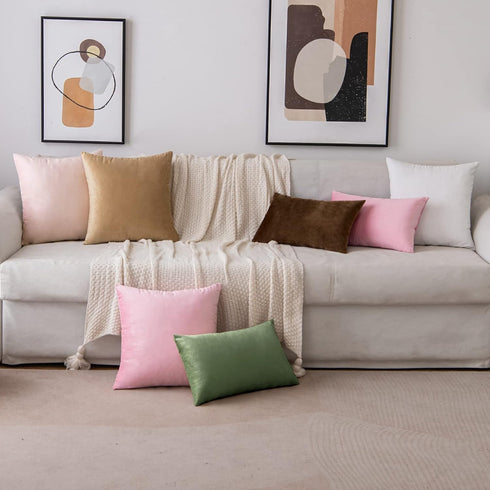 Pack 2 20x20 Inch EMEMA of Velvet Throw Pillow Covers Decorative Square Pillowcase Soft Solid Cushion Case for Sofa