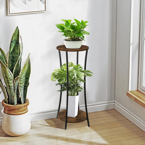Indoor,2 YINMIT Plant Stand Tier Round Potted Holder Rack,Flower Pot Stand Shelf,Round Supports Rack,Corner Plant Shelf