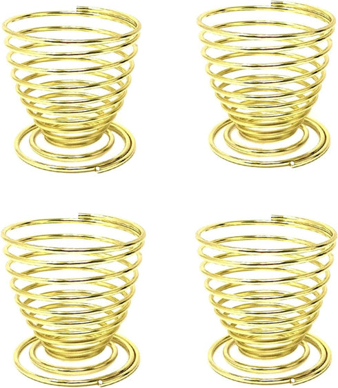 Honbay 4PCS Stainless Steel Spring Wire Tray Egg Cups Holder Serving Cup Egg
