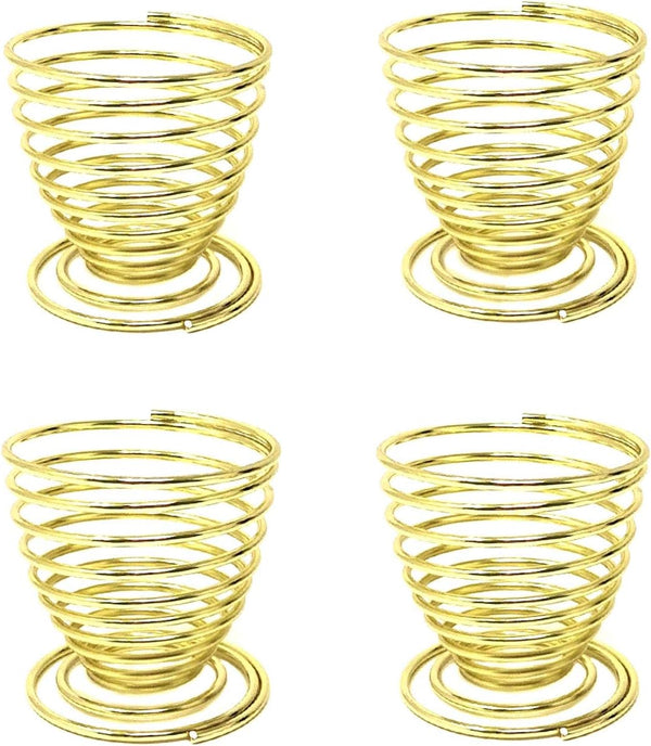 Honbay 4PCS Stainless Steel Spring Wire Tray Egg Cups Holder Serving Cup Egg