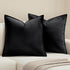 MIULEE Pack of 2 Decorative Velvet Throw Pillow Covers - Soft Black Square Cushion Case for Sofa, 18x18 Inch