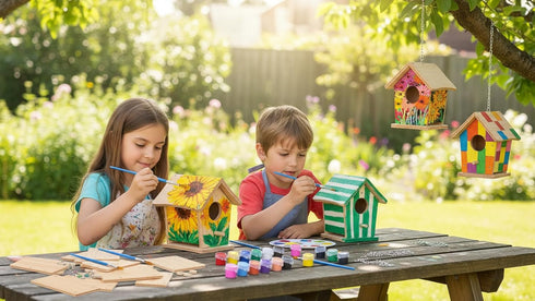 2pc DIY Birdhouse Kit, Cedar Wood Bird House Kits Bulk for Adults, Art Craft Outdoor Birdhouse, Solid Wood Weather