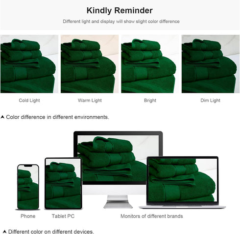 COZYART Set 6 100% 650GSM Sets 2 2 2 Formal Green Bath Towel Piece, Luxury Turkish Cotton Hotel Quality, Soft