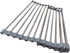 Roll Up Dish Drying Rack, Stainless Steel and Silicone Over The Sink Foldable Drain Rack for Kitchen, 14.5” x 14”, Gray