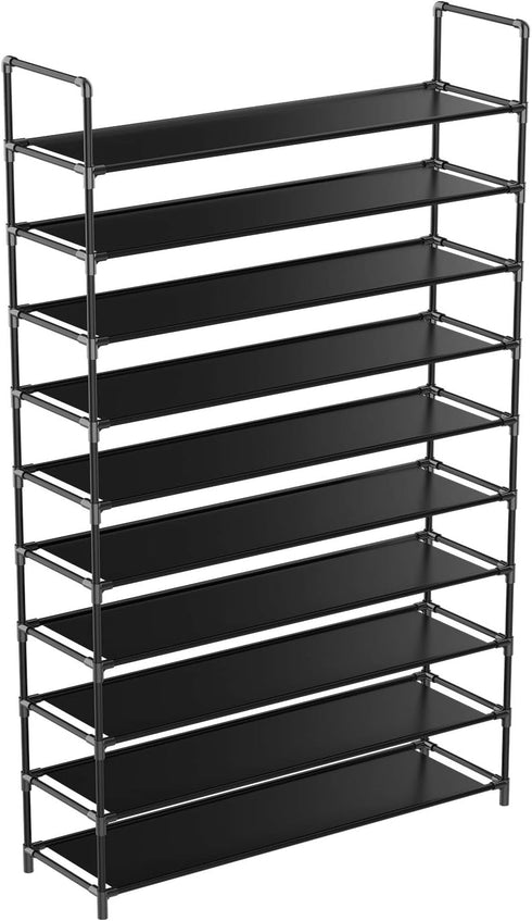 KIKIONLIFE 10 Tiers Shoe Rack Tower Storage Organizer Cabinet Black