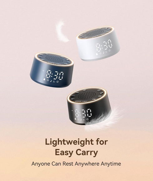 7 0-100% Dimmable, Dreamegg Sound Machine & Alarm Clock - White Noise Machine with Wake-Up Sounds, Night Light, Sound