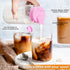 16 Oz 6 Pack Sovietiep Square Glass Milk Bottles with A Silicone Cap, Glass Bottles for Juicing with Airtight Lids