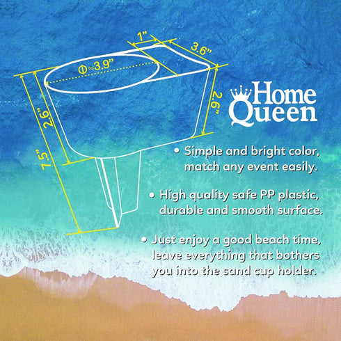 Home Queen Beach Cup Holder with Pocket, Multifunctional Sand Drink Holder Set of 6 (Blue, Teal, Purple, Green, Orange,