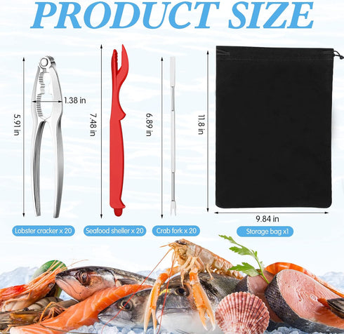 61 Set 20 20 20 1 Set Zhehao Pcs Seafood Tools Includes Crab Crackers, Lobster Shellers, Crab Leg Forks and Storage
