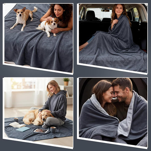 50''x60'' Tisancy Waterproof Blanket for Bed Couch Sofa, Reversible & Washable, Fleece and Flannel Waterproof Mat