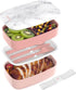 Bentgo Classic - Adult Bento Box, Stackable 3-Compartment Lunch Box with Removable Utensil Set, BPA-Free (Blush Marble)