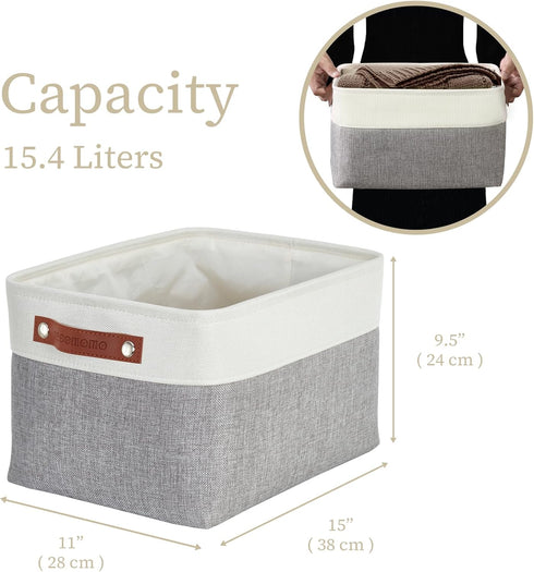 DECOMOMO Storage Bins - Fabric Storage Baskets for Organizing Closet Shelf, Large Linen Bins with Handles, 3 Pack