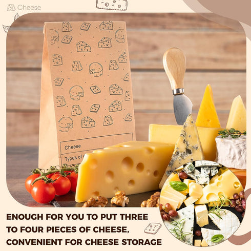 MotiMind 15 Count 10.6 6 Inches Cheese Storage Bags for Refrigerator x Cheese Paper Bags, Sandwiches, Wrapping