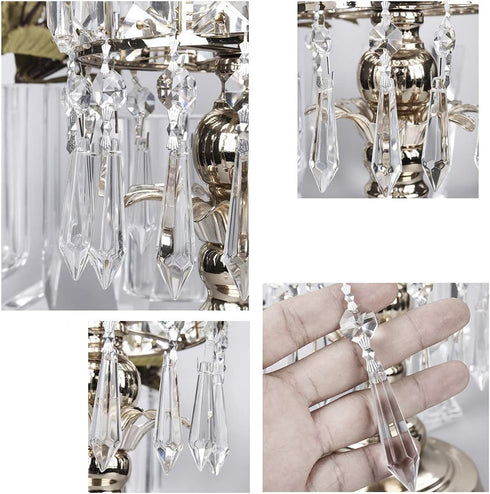 25pcs 55mm H&D HYALINE & DORA Crystal Replacement Clear Chandelier Icicle Prisms with Octagon Crystal Bead for Lamp