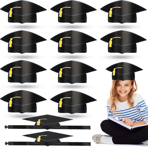 Syhood 36 Pcs Adjustable Graduation Cap for Kids and Adults, 2025 Graduation Hat for Ceremony Party, Black