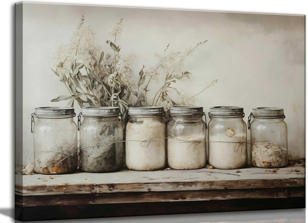 Farm Kitchen Canvas Wall art Rustic Vintage Country Spice Still Life Culinary