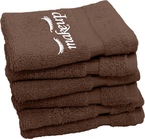 Set 6 13x13 inches of Makeup Remover washcloth. Turkish Cotton Perfect for Makeup Bag! - Cocoa