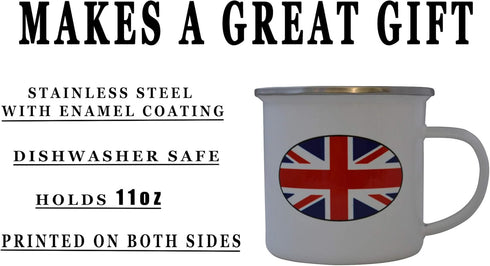 Rogue River Tactical UK United Kingdom Camp Mug, Enamel Camping Coffee Cup Gift with Union Jack