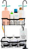 Black Shower Caddy Hanging, Rust-Proof 304 Stainless Steel with Rotatable Hooks for Bathroom Essentials