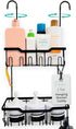 Black Shower Caddy Hanging, Rust-Proof 304 Stainless Steel with Rotatable Hooks for Bathroom Essentials