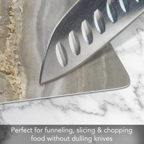 Cut N' Funnel Quartz Designer Flexible Cutting Board Mat, 15" x 11.5", Made in the USA, Easy to Clean