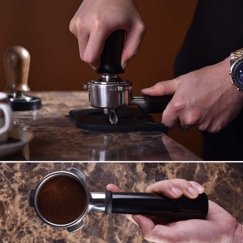 53mm Calibrated Espresso Tamper, Professional Coffee Tamper with Spring Loaded Anodized Aluminum Handle, Stainless