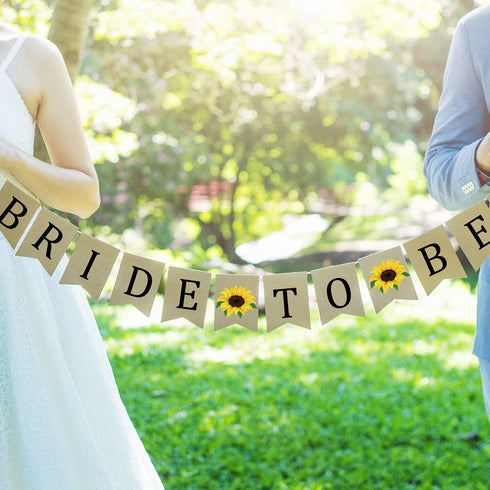 Doumeny Bride to Be Burlap Banner, Rustic Sunflower Bunting Garland for Bridal Shower Party Decor