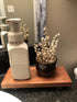Counter Wood Pedestal Soap Stand, Farmhouse Wood Riser, Soap Dish Holder/Tray Decor for Bathroom Kitchen, Rustic Candle