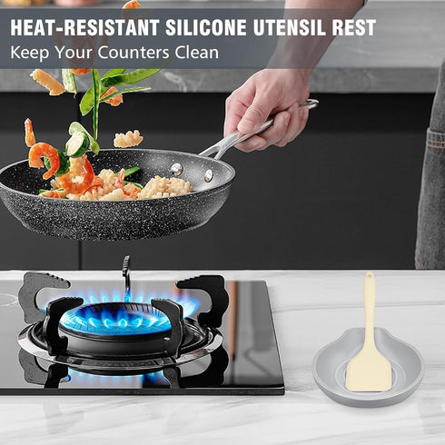 Silicone Spoon Rest for Kitchen Counter, Heat-Resistant Spoon Holder, BPA-Free, Large Utensil Rest for Cooking