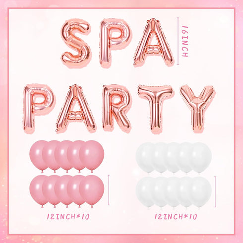 LaVenty 13 PCS SPA PARTY Balloons, Spa Party Banner for Spa Theme Birthday Salon Makeup Party Decoration