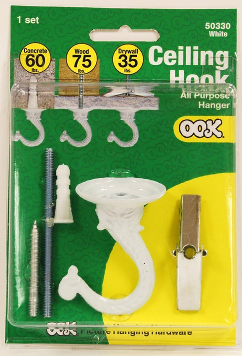 OOK 50330 Jumbo Swag Hook with Hardware, White, 6 Count