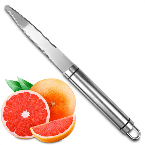 Stainless Steel Curved Grapefruit Knife - Serrated Kitchen Knife, Small Fruit Knife, Citrus Cutter, Chef Knife
