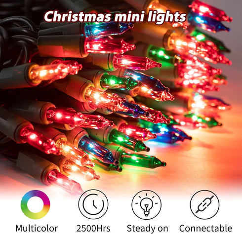Minetom 2 Pack Clear Christmas Lights - 26.5 Feet, 100 Counts Mini String Lights, Waterproof for Indoor Outdoor