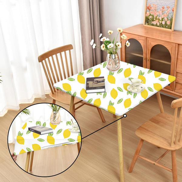 Summer Yellow Lemon Fitted Tablecloth with Elastic for 42x42 inch Square Folding
