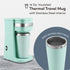 Elite Gourmet EHC113M Personal Single-Serve Coffee Maker, 14Oz Stainless Steel Thermal Travel Mug, Mint