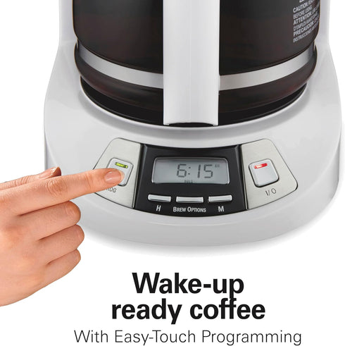12 Programmable (46294J) Hamilton Beach Cup Drip Coffee Maker Machine, Regular & Bold Brew Options, Auto Pause