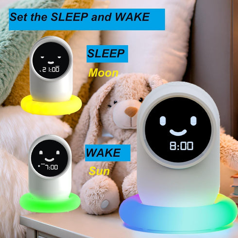 Snooze, Alarm Clock, Ok to Wake Clock,Alarm Clock with LED Colorful, Sound Machine, Sleep Sounds, Nap Time,Clock as