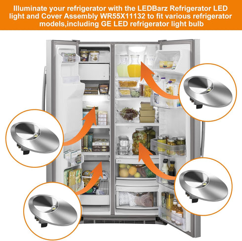 2024 Upgrade WR55X11132 Refrigerator LED Light & Cover Assembly for GE, 2-Pack Replacement