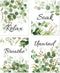 HLNIUC Green Leaf Art Print, Botanical Bathroom Quotes Wall Art Set of 4 (8X10inch, Unframed)