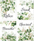 HLNIUC Green Leaf Art Print, Botanical Bathroom Quotes Wall Art Set of 4 (8X10inch, Unframed)