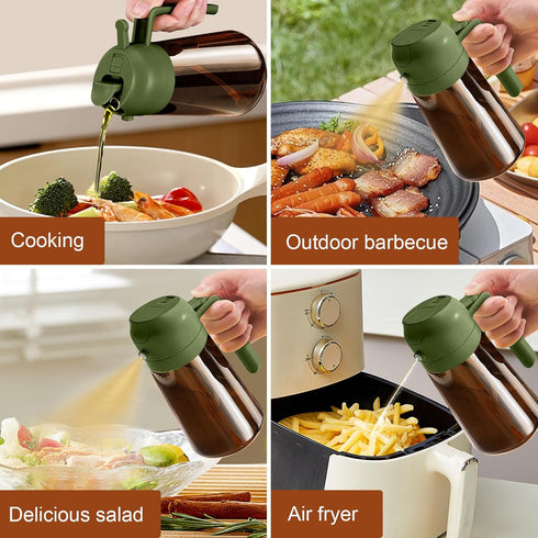2Pcs 16oz/470ml 2 1 YARRAMATE Dark Brown Oil Sprayer for Cooking with Stickers, Food-grade Premium in Olive Oil