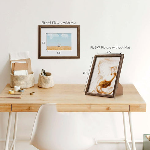 5x7 5x7 4x6, 3 Pack) Fun Memories Oak Picture Frame for Wall, Frame with Matted to Solid Wood Picture Frames for Wall